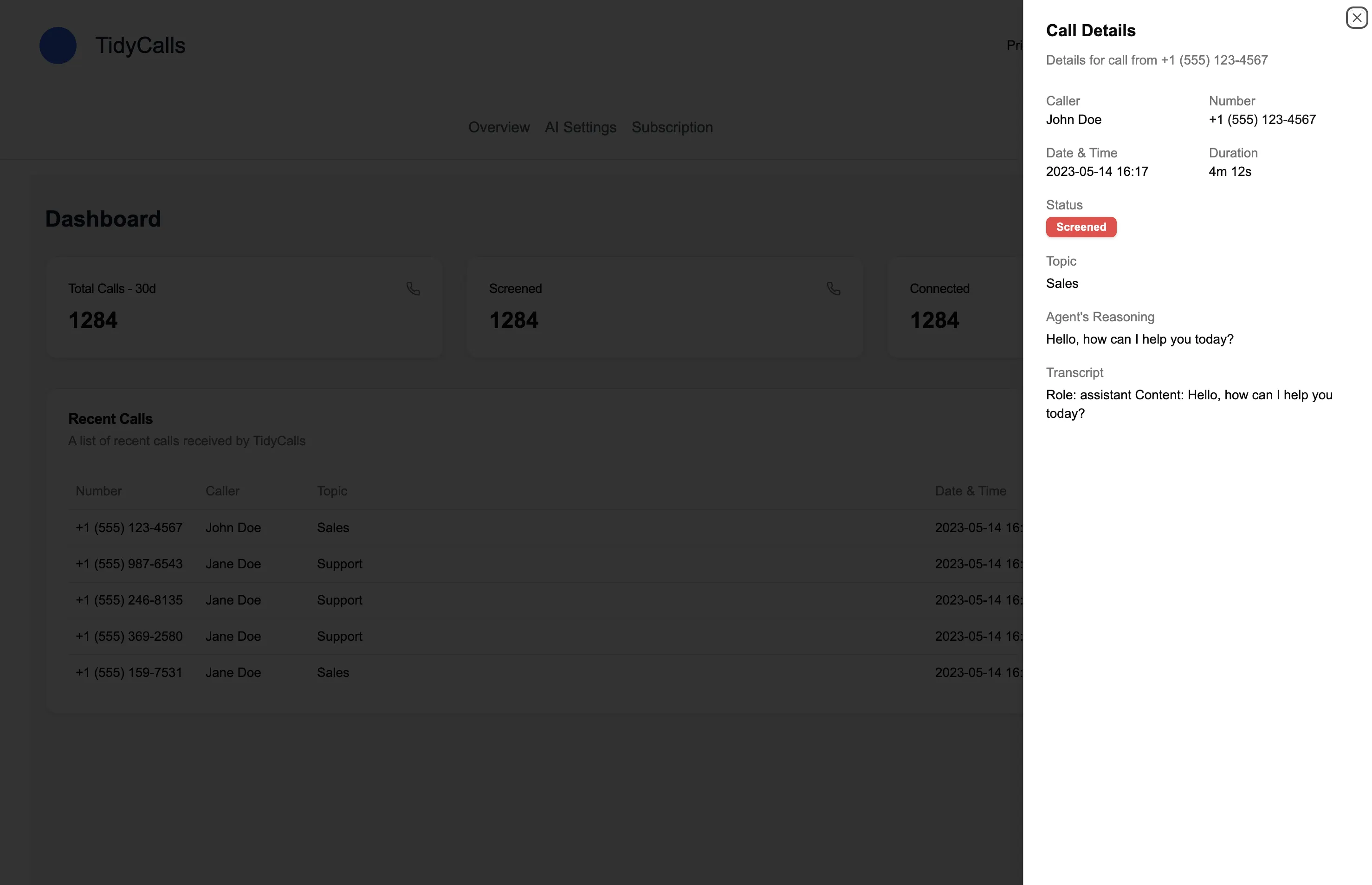 Dashboard Screenshot